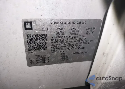 2019 Chevrolet Colorado Zr2 z USA, uszkodzony, nr VIN 1GCGTEEN1K1222986